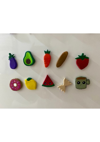 El Yapımı Renkli Seramik Magnet Seti - 10'lu