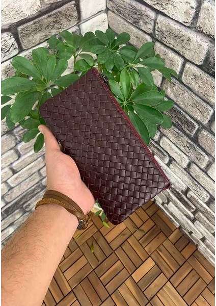 Hakiki Deri Bordo El Örgüsü Küçük Boy Kadın Çantası (T1601) fiyatları