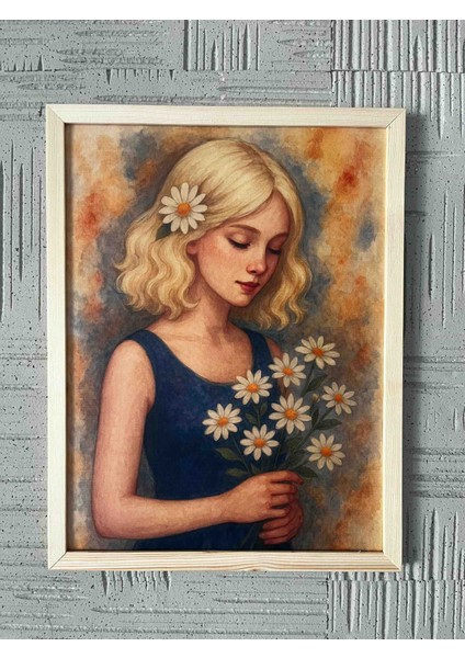 Papatya Esintisi-Çerçeveli Premium Sanat Baskısı Tablo (A3 Dokulu Kağıt)