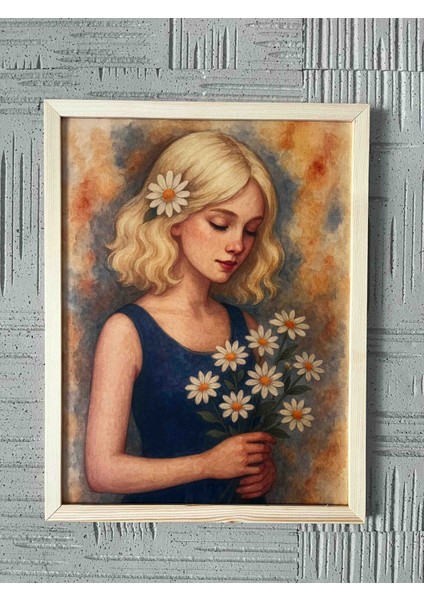 Papatya Esintisi-Çerçeveli Premium Sanat Baskısı Tablo (A3 Dokulu Kağıt)