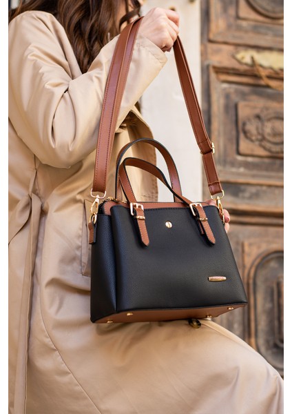 1415 Kadın Uzun Askılı 4 Bölmeli Gold Aksesuarlı Sade Şık Omuz ve El Çantası modelleri