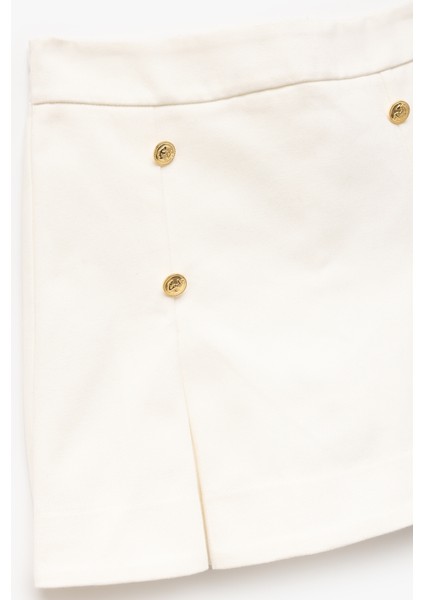 Yeni Sezon Gabardin Pamuklu Düğme Detaylı Yırtmaçlı Mini Şort Etek modelleri