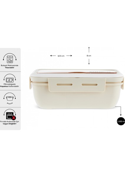 Rainbow Paslanmaz Çelik Termos 500 ml ve Fusca Lunch Box Krem