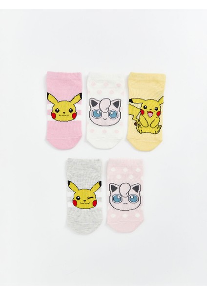 Yeni Sezon Pikachu Desenli Kiz Cocuk Patik Corap 5'li - S55276Z4