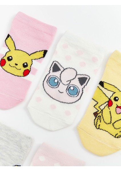 Yeni Sezon Pikachu Desenli Kiz Cocuk Patik Corap 5'li - S55276Z4