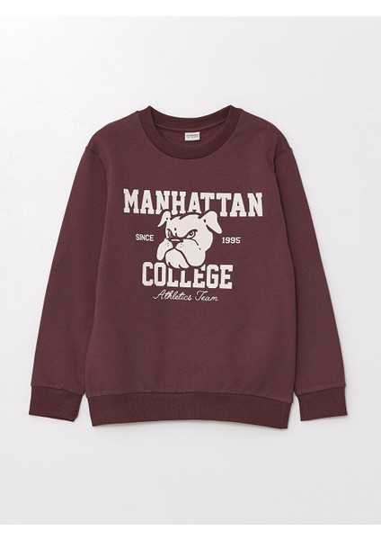 Bisiklet Yaka Baskılı Uzun Kollu Erkek Çocuk Sweatshirt