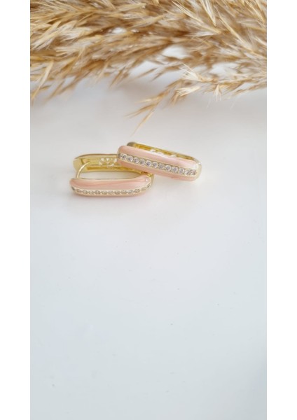 Vıp Seri Mineli ve Taşlı Gold Küpe