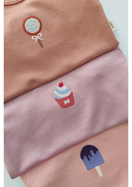 Candy 3lü %100 Pamuk Nakışlı Bebek Body Set fiyatları