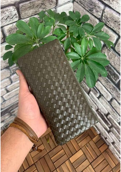 Hakiki Deri Haki Yeşil El Örgüsü Küçük Boy Kadın Çantası (T1602) fiyatları