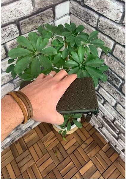 Hakiki Deri Haki Yeşil El Örgüsü Küçük Boy Kadın Çantası (T1602) fırsatları