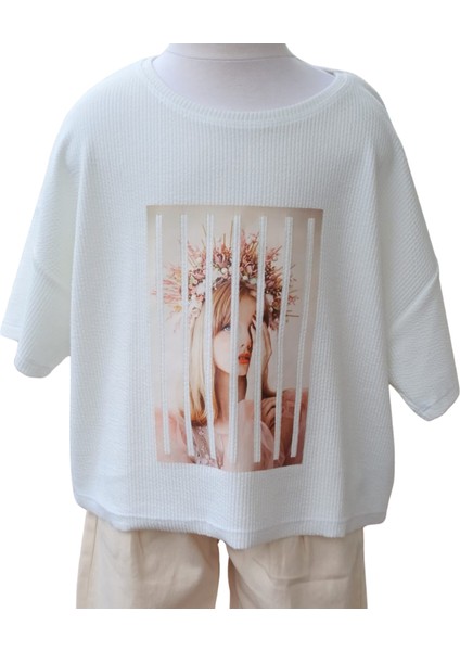 Kız Çocuk Dijital Baskılı Kaşkorse Kumaş Beyaz Bluz modelleri