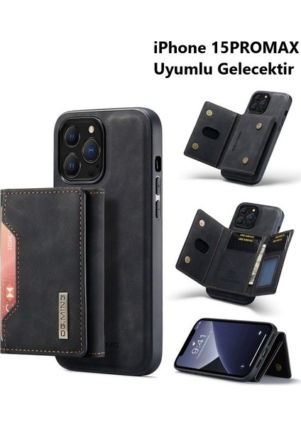 iPhone 15PROMAX Dg Mıng 2 Parça Ayrılabilir Güçlü Manyetik Cüzdanlı Kılıf