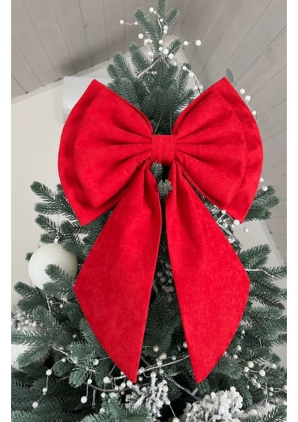 Kapı Süsü Kırmızı Fiyonk Kurdela Hediyelik Süs 40X55 cm