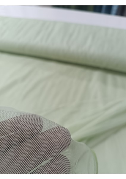 Çocuk Odası Dökümlü Düz Tül Perde - Açık Yeşil - Pileli Dikim 1x2,5 Pile -HY100