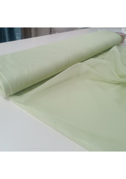 Çocuk Odası Dökümlü Düz Tül Perde - Açık Yeşil - Pileli Dikim 1x2,5 Pile -HY100