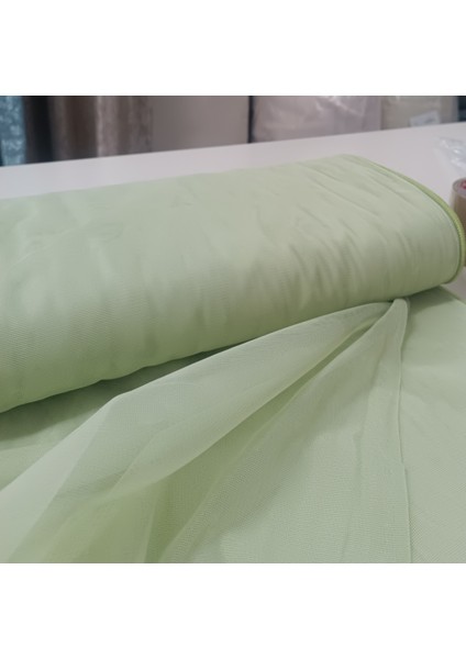 Çocuk Odası Dökümlü Düz Tül Perde - Açık Yeşil - Pileli Dikim 1x2,5 Pile -HY100