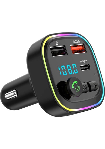 Araç Bluetooth Fm Transmitter Cihazı Rgb 2 USB 1 Pd Oto Çakmaklık Şarj Aleti Müzik Kiti