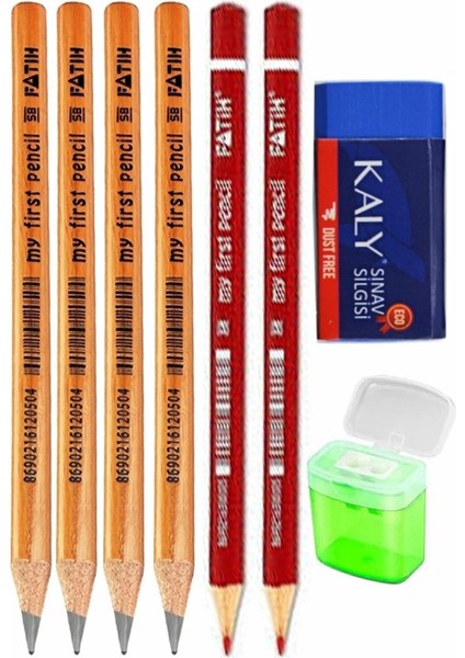 Jumbo Kurşun Kalem Jumbo Kırmızı Kalem Kalemtraş ve Silgi 8 Li 1 Paket Fatih Jumbo Kalın Kırmızı Başlık Kalemi Üçgen modelleri