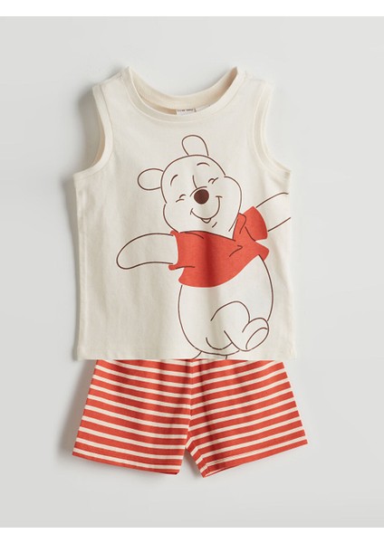 Yeni Sezon Winnie The Pooh Baskili Erkek Bebek Sortlu Pijama Takimi - S5H407Z1