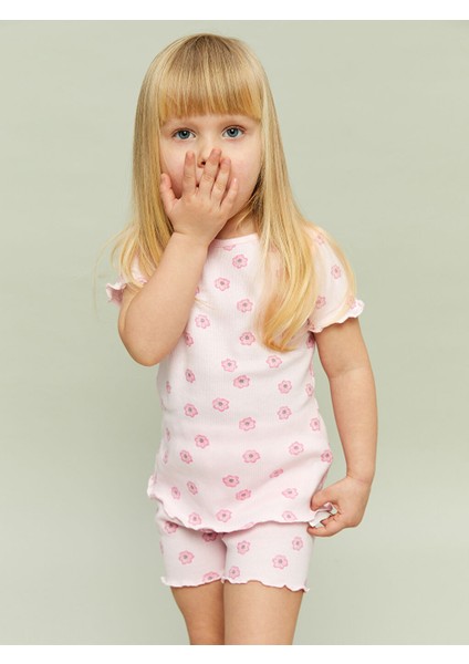 Yeni Sezon Bisiklet Yaka Kiz Bebek Sortlu Pijama Takimi - S5BL45Z1