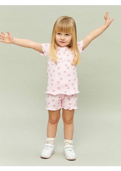 Yeni Sezon Bisiklet Yaka Kiz Bebek Sortlu Pijama Takimi - S5BL45Z1