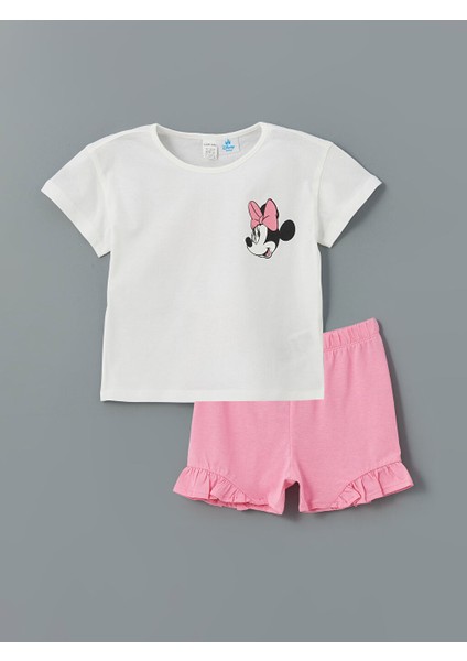 Yeni Sezon Minnie Mouse Baskili Kiz Bebek Sortlu Pijama Takimi - S5FL05Z1