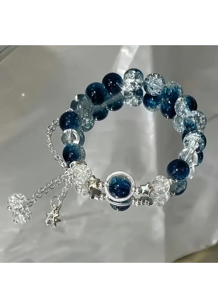 Parlayan Yıldız Mavi Boncuklu Galaksi Bileklik - El Yapımı - Moda Günlük Aksesuar -Sevgililer Günü Hediyesi fiyatları