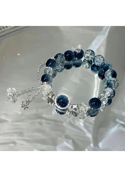 Parlayan Yıldız Mavi Boncuklu Galaksi Bileklik - El Yapımı - Moda Günlük Aksesuar -Sevgililer Günü Hediyesi modelleri