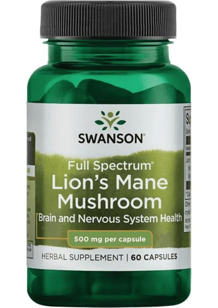 Full Spectrum Lion's Mane Mushroom 500 mg 60 Capsul