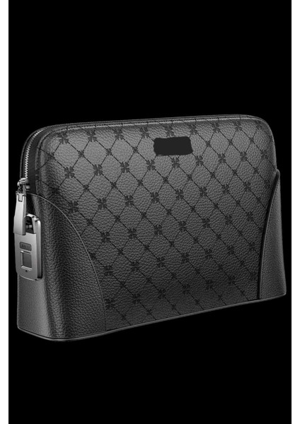 Deri Parmak Izi Kilit Güvenlik Özellikli El Çantası - Siyah fırsatları