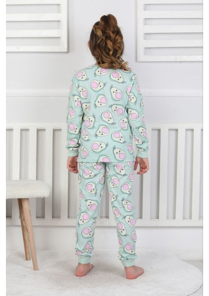 Isob Yeşil Avakado Desenli %100 Pamuk Kız Çocuk Pijama Takımı 3-13 Yaş 51201-51402-Y fiyatları