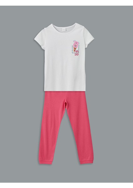 Yeni Sezon Bisiklet Yaka Kiz Cocuk Pijama Takimi - S5L486Z4
