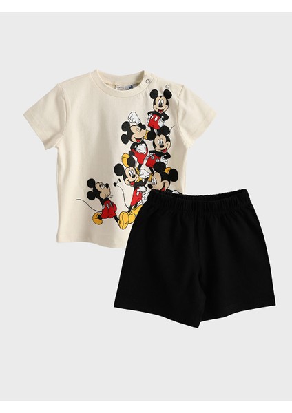 Yeni Sezon Mickey Mouse Baskili Erkek Bebek Sortlu Pijama Takim - S5H399Z1