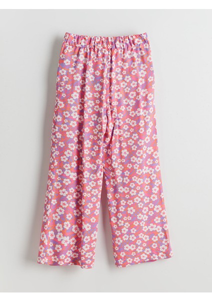 Yeni Sezon Beli Lastikli Cicekli Kiz Cocuk Pantolon - S5JI95Z4