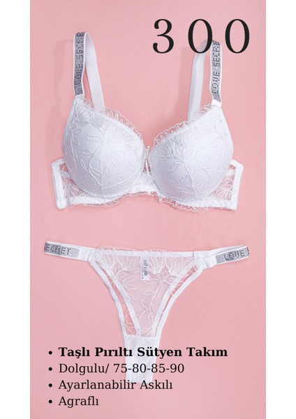 Murays Kadın 2 Li Taşlı Pırıltılı Sütyen Takım modelleri