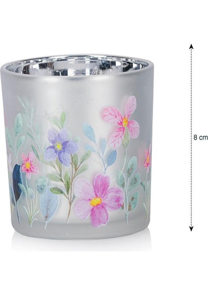 Lcw Home Karışık Çiçek Baskılı Mumluk 8 cm (S5)