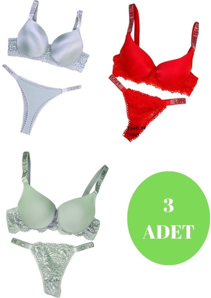 Murays Kadın 3lü Taşlı Mikro Sütyen Takım