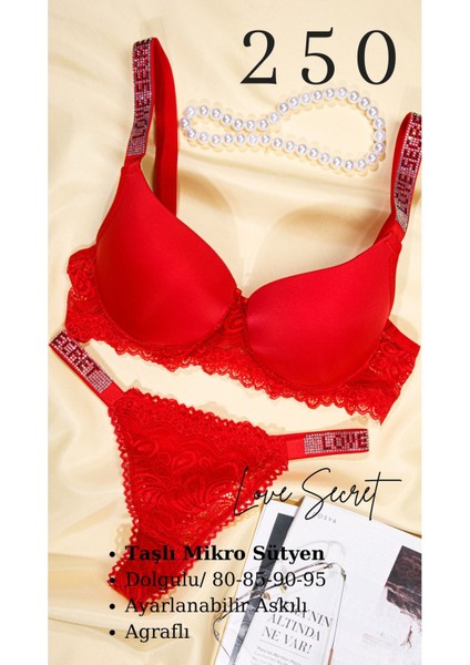 Murays Kadın 3lü Taşlı Mikro Sütyen Takım modelleri