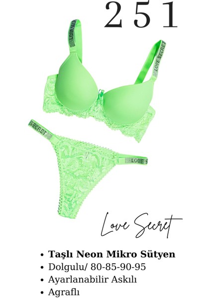 Murays Kadın 2 Li Taşlı Neon Sütyen Takım fiyatları