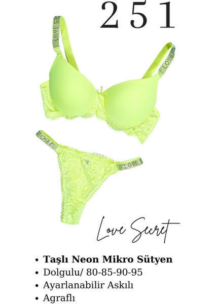 Murays Kadın 2 Li Taşlı Neon Sütyen Takım modelleri