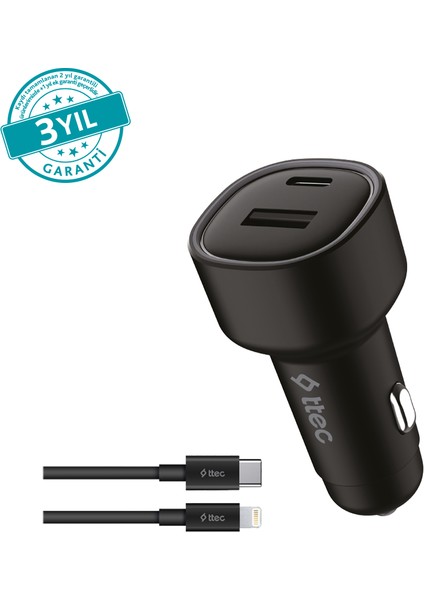 Smartcharger Duo Pd 48W Usb-C+Usb-A - Usb-C-Usb-C 3A Hızlı Araç Şarj Aleti