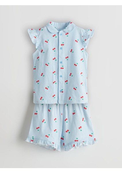 Yeni Sezon Kiraz Baskili Kiz Bebek Sortlu Pijama Takim - S5EA73Z1