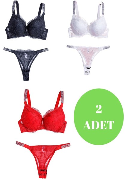 Murays Kadın 3 Lü Taşlı Pırıltılı Sütyen Takım