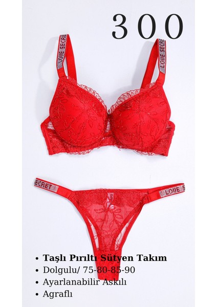 Murays Kadın 3 Lü Taşlı Pırıltılı Sütyen Takım fırsatları