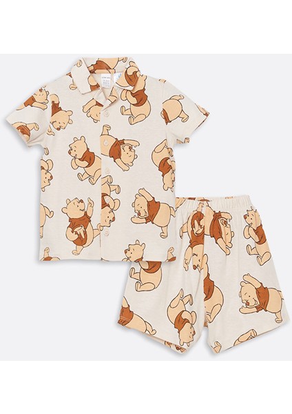 Yeni Sezon Winnie The Pooh Baskili Erkek Bebek Sortlu Pijama Takimi - S5EU21Z1