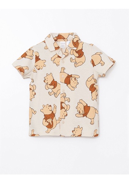 Yeni Sezon Winnie The Pooh Baskili Erkek Bebek Sortlu Pijama Takimi - S5EU21Z1