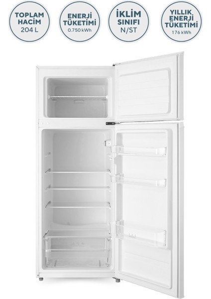 Çift Kapılı Buzdolabı 204L HTMF-210