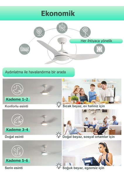 Dlc Bora LED Tavan Vantilatörü Beyaz 122 cm