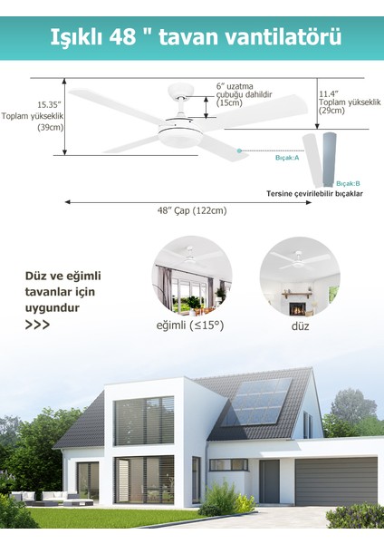 Dlc Levante LED Tavan Vantilatörü Beyaz 122 cm