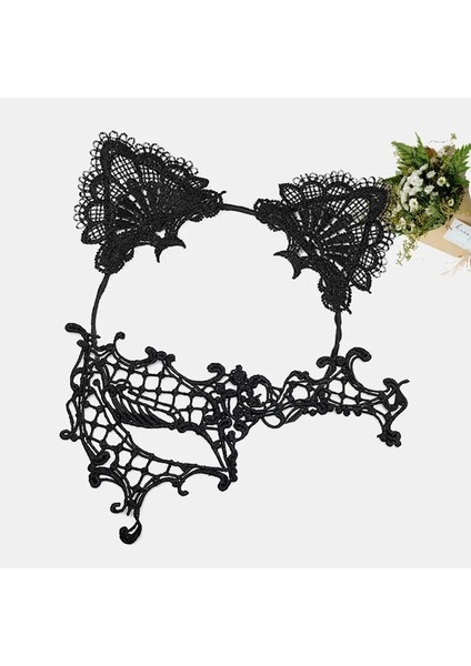 Siyah Dantel Maske ve Kulak Taç Seti No 13 fiyatları